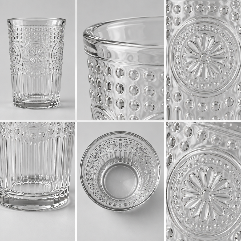 Qavlori™ Vintage Embossed Glass Drinking Cup main image 06