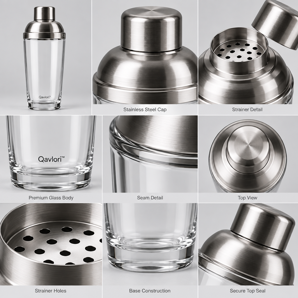 Qavlori™ Modern Glass Cocktail Shaker main image 06