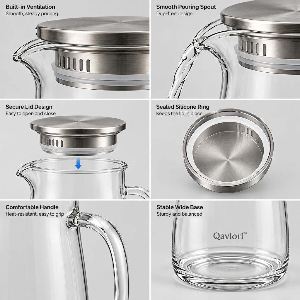 Qavlori™ High-Borosilicate Glass Water Pitcher main image 03