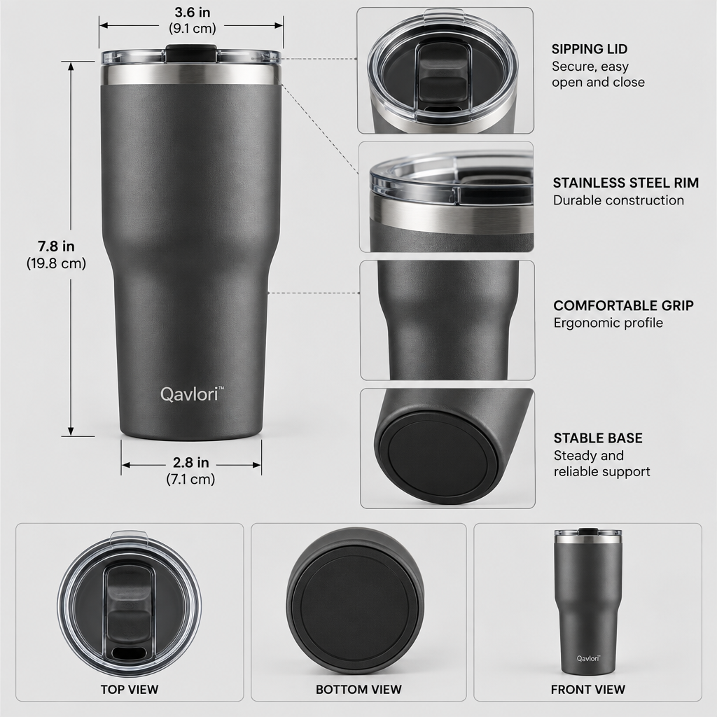 Qavlori™ Large Insulated Travel Tumbler main image 06