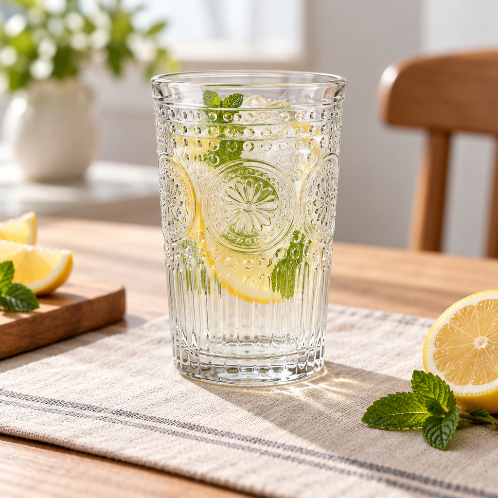 Qavlori™ Vintage Embossed Glass Drinking Cup main image 05