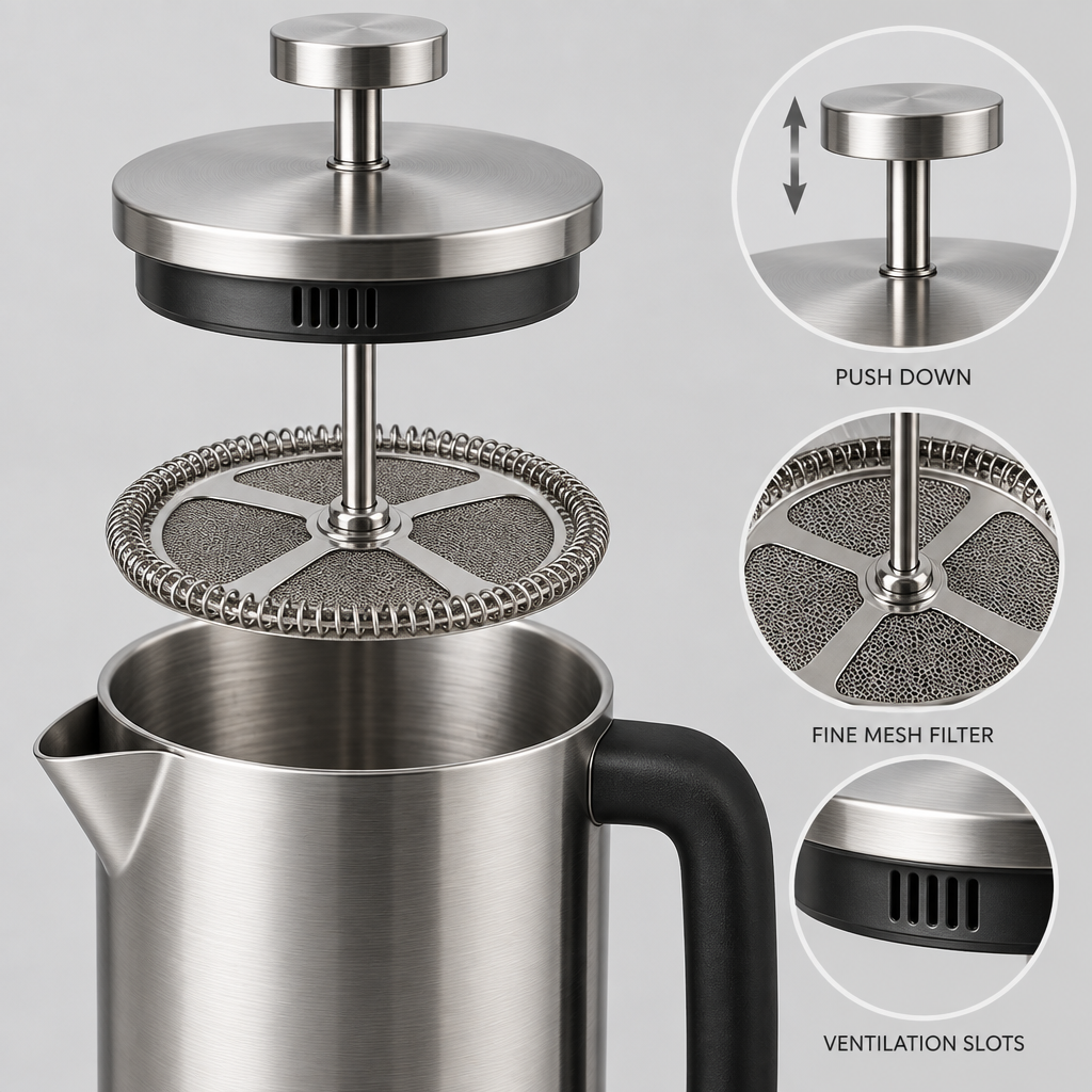 Qavlori™ Stainless Steel French Press Coffee Maker main image 03