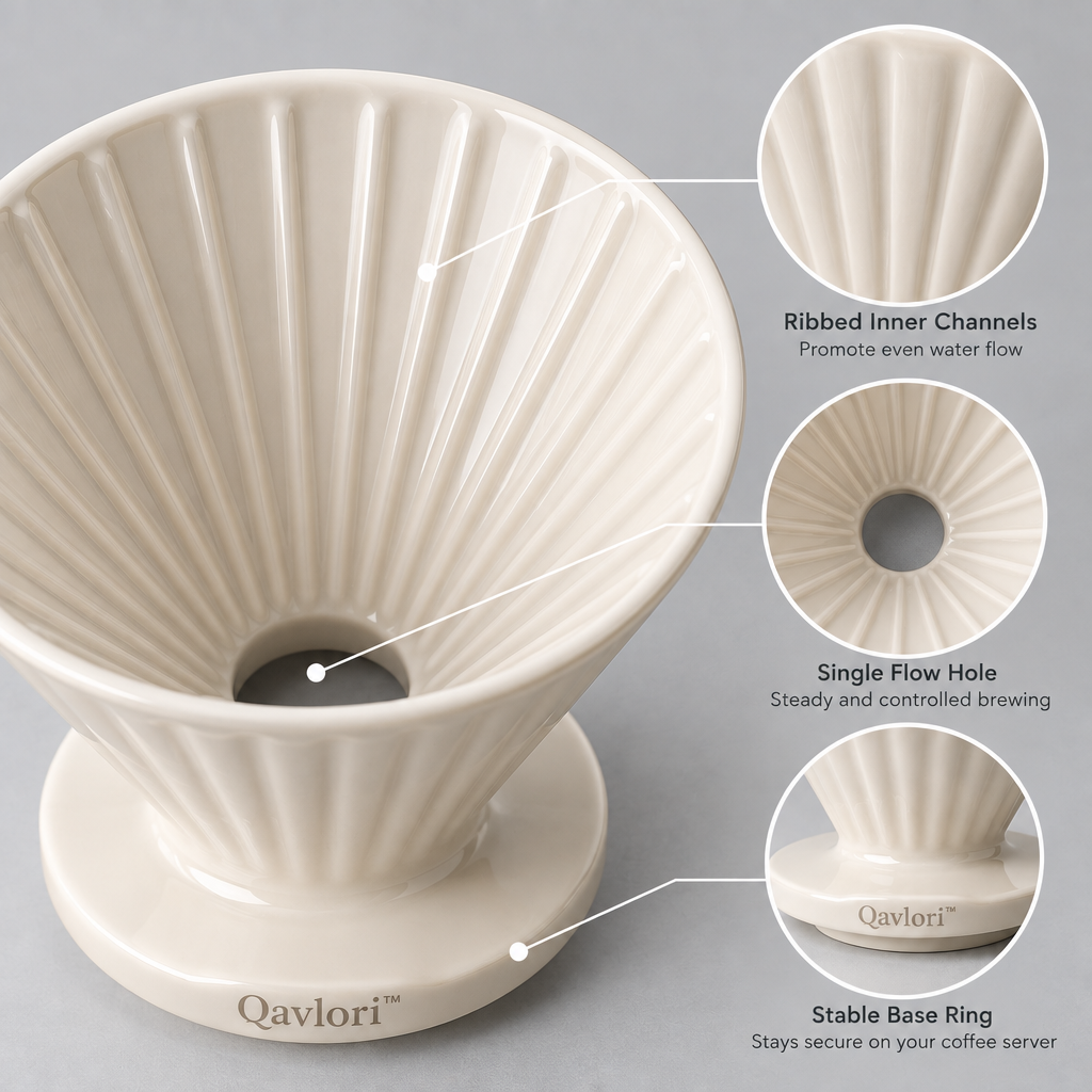 Qavlori™ Ceramic Pour-Over Coffee Dripper main image 03