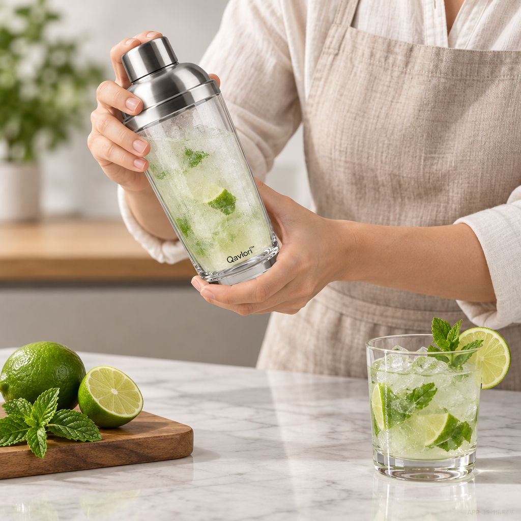Qavlori™ Modern Glass Cocktail Shaker main image 04