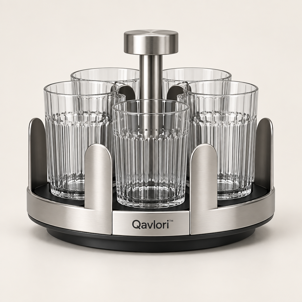 Qavlori™ Rotating Beverage Glass Holder hero
